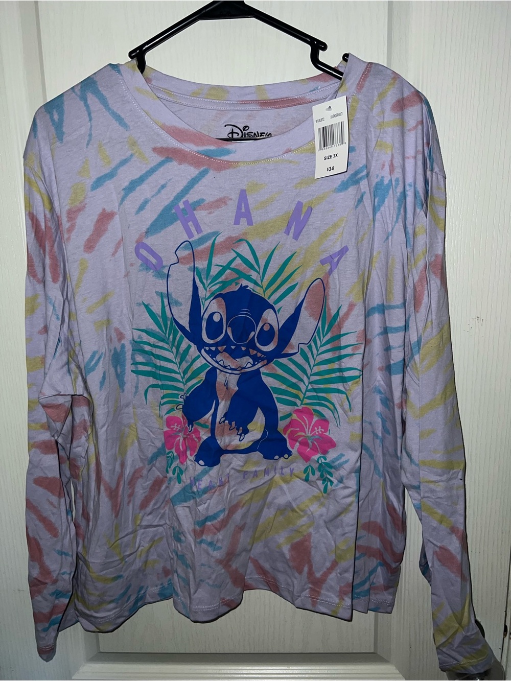 Disney Lavender Tie-Dye Lilo & Stitch Long Sleeve Tee